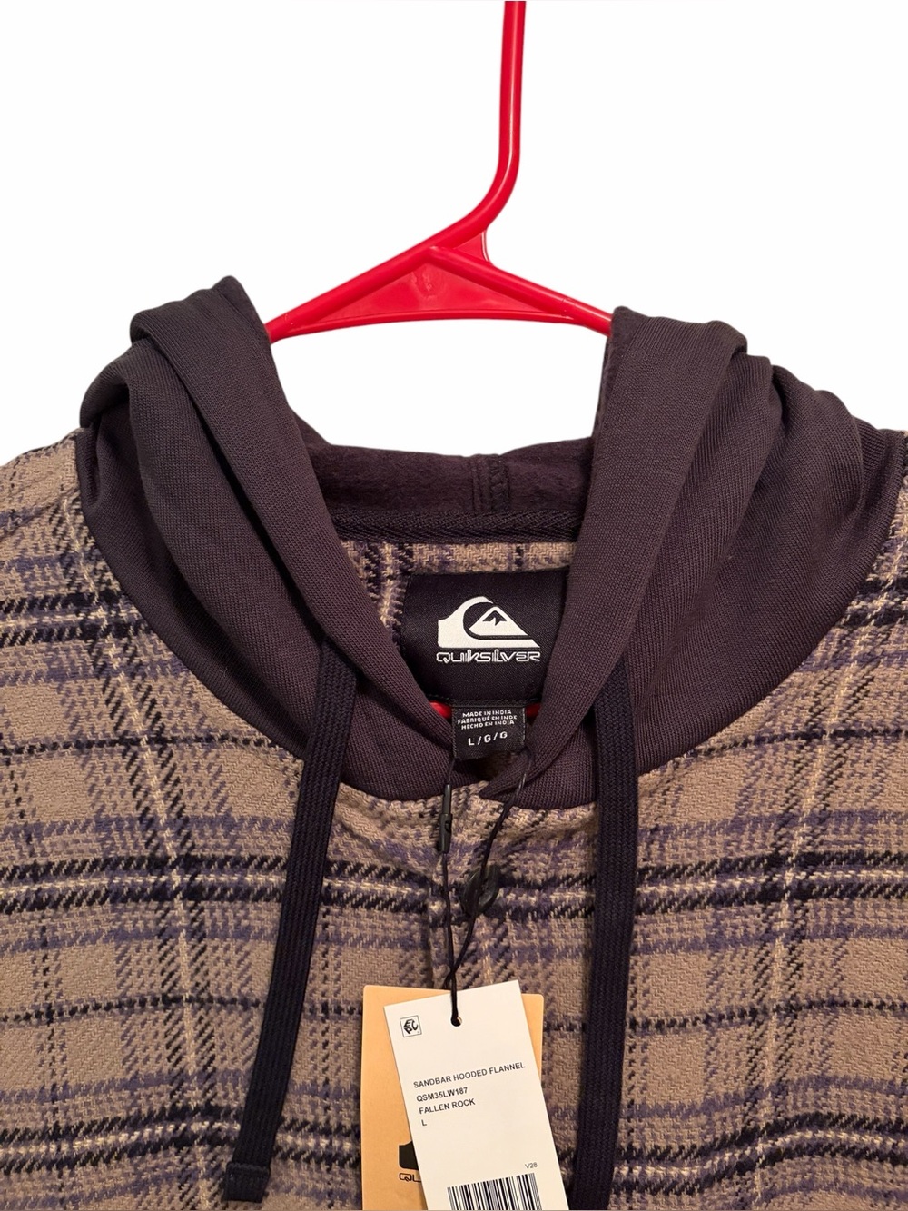 Quiksilver Sandbar Button Down Flannel. Size Large. New with tags - Picture 3 of 8